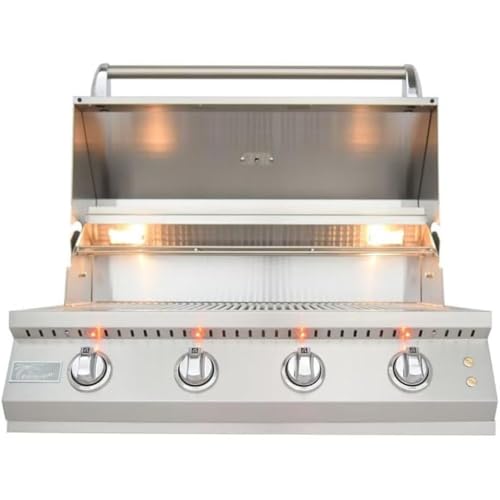 KoKoMo Grills 4 Burner Elite Built-In Gas Grill | 60,000 BTUs Stainless Steel BBQ Grill | Liquid Propane Grill for Outdoor Kitchen Grilling, Barbecue, Garden, Patio, & Backyard | 32-Inch