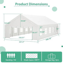 KEIKI 20x32ft Party Tent Heavy Duty, Outdoor Canopy Tent Carport Wedding Event Shelter BBQ Wedding Tents for Parties with Storage Bags & Removable Sidewall for Parties Carport Camping Garden Patio