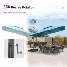 OROTLECT 12' x 12' Square Double Top Cantilever TiltIng Umbrella With Base And 360°Rotation,Turquoise Blue