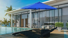 California Umbrella 9' Rd Sunbrella Aluminum Patio Umbrella, Crank Lift, Auto Tilt, Bronze Pole, Pacific Blue