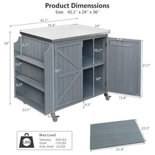 YATON Outdoor Grill Cart with Stainless Steel Top, Rolling Outdoor Kitchen Island with Storage Cabinet & 3-Tier Side Shelves, BBQ Prep Table on Wheels with Hooks for Patio Backyard,Gray