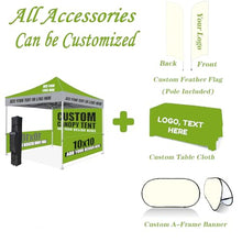 Custom Canopy Tent 10 x 10 Pop Up Canopy Tent for Tradeshow Advertising Gazebos with Logo, Nano-Grade Water Repellent Heavy Duty for Outdoor Events Business, w/Roller Bag (1 Full Wall + 2 Half Wall)