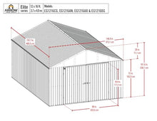 Arrow Shed Elite 12' x 16' Tall Outdoor Steel Storage Shed with High Gable and Lockable Doors Storage Building, Anthracite