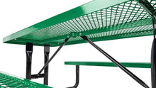 Barco Products SuperSaver Commercial Rectangular Picnic Table, 8 ft Seats 8, Green Thermoplastic-Coated Expanded Metal, 1-5/8 in. Umbrella Hole, Portable or Surface Mount, 10-Year Guarantee