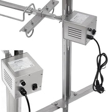 XQZMZSCP Electric Rotisserie Kit, 15W Outdoor Large Rotisserie Spit Grill Roaster Rod Stainless Steel BBQ Barbecue Operated Roaster Pig Meat with Electric Motor (Silver 15W)