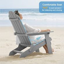 MXIMU Folding Adirondack Chair Set of 4 Plastic Outdoor Chairs Grey