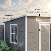 Outsunny 8' x 4' Outdoor Storage Shed Waterproof Resin with Floor Gray