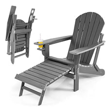 ONMYJFD Grey Patio Folding Chair All Weather Pull Out Ottoman