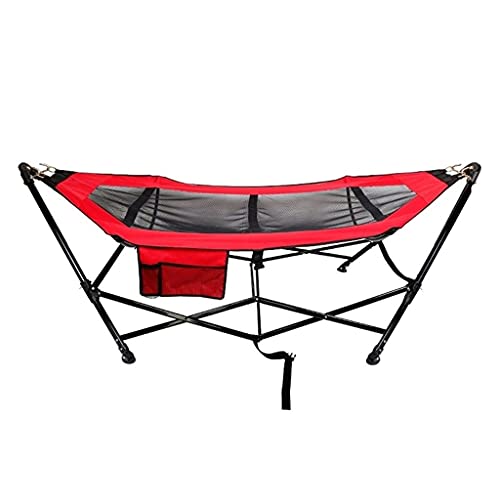 NEWCES Portable Hammock Portable Simple Folding Single Hammock Travel Beach Bed Lounge Chair Hammock Balcony Swing Bed for Backpacking Beach