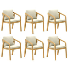 FansaFurn 6-Piece Outdoor Acacia Wood Patio Dining Chairs Beige