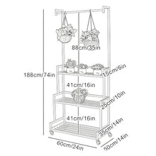 3-Tier Rolling Metal Utility Cart Plant Display Stand For Garage Home