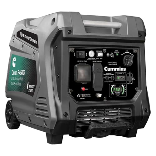 Cummins Onan P4500I Portable Inverter Generator, Power Inverter Dual 5V USB Ports for Mobile Charging, Gas Powered for Backup Home Use, RV & Camping - 7.3 HP 224cc OHV 4-Stroke Engine W/Remote Start