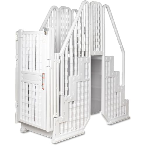 Poolzilla Premium Pool Step Ladder Set for Above Ground Pools White