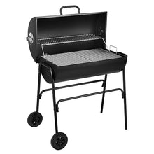 Charcoal Barbecue, Portable Barrel Barbecue with Warming Rack, Air Vents & Wheels, Barrel Charcoal BBQ Grill With Lid Cover, Built-in Temperature Gauge, for Grilling Meat, Fish & Vegetables