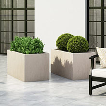 Christopher Knight Home Vanessa Outdoor Modern Large Cast Stone Rectangular Planters (Set of 2), White
