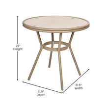 EMMA + OLIVER Colmar Indoor/Outdoor Bistro Set Natural & White Rattan with Light Natural Frame