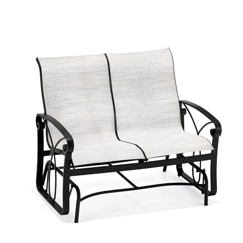 Winston Palazzo Sling Glider Loveseat Black Night/Blue Blush
