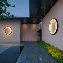 Porch & Patio Lights Romantic Moon Atmosphere Wall Lamp Creative Round Moon Wall Sconces Stainless Steel Resin Waterproof LED Wall Lighting Fixture for Porch Villa Hotel Garden Garage(80CM/31.5inch)