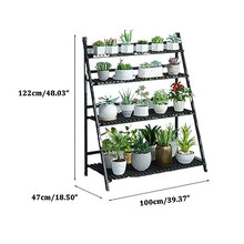 ZOCWJK Ladder Plant Stand 4Tier Wooden Planter Holder Flower Pot Display Shelf for Home Patio Lawn Garden Balcony Plant Stand Indoor,Black-100cm