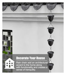 XHsghSEG rain Chain, Acorn Downspout Drainage Black Aluminum Alloy Multiple Sizes(2.6 m (8.5ft))