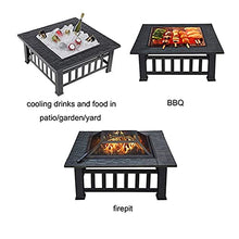 Fire Pit 3-in-1 Fire Pits & BBQ Grill & Ice Buckets, Wood Burning Steel Firepit Bowl, Outdoor Heater Heating Basin W/Spark Screen, Fireplace Poker, Grate, Black