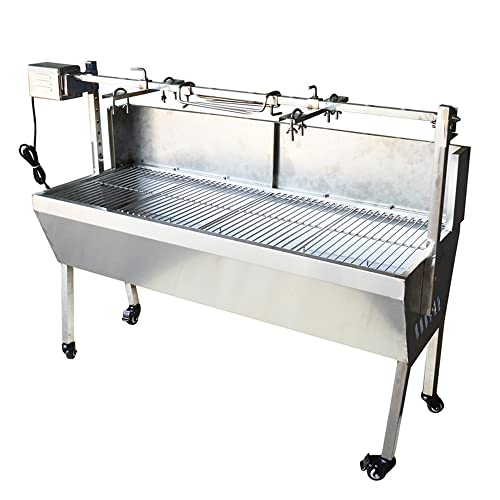 INTBUYING Charcoal Grill Barbecue Portable BBQ Grill Stainless Steel Automatic Outdoor Smoker Barbecue for Garden Patio Outdoor Cooking Party Bonus 110V