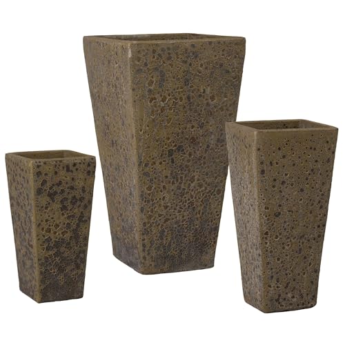 Emissary Bubble Yellow Stoneware Square Planters Set of 3 17in L x 31.5in H