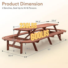 Zevemomo 14-16 Person Wood Picnic Table, Rectangular Top with Umbrella Hole