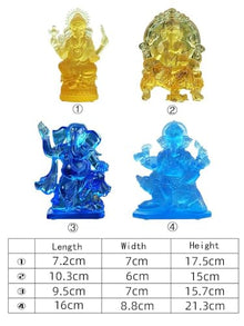 Fretkins Lord Ganesha Statue Ancient Liuli Crystal Style - Handmade Hindu Elephant Idol for Wealth, Feng Shui & Diwali Decor(Matte Blue)