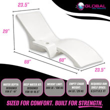 Global Pool Products 2 Lounge Chairs with Connecting Table - Outdoor Chaise Lounge - Patio Lounge Chair with Table for All Pool Types - White