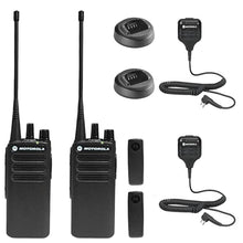Motorola Solutions 2 x CP100D Analog UHF Portable Two Way Radio Bundle with Remote Speaker Mic Black