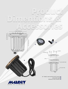 MALORY Low Voltage Landscape Well Lights, (φ126 mm) Brass Top Cover