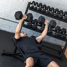 Lifeline Hex Rubber Dumbbell Set with Weight Rack Black
