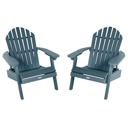 highwood AD-KITCHL6-NBE Hamilton Folding and Reclining Adirondack Chairs, 2-Piece Set, Nantucket Blue