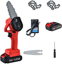 Mini Chainsaw Cordless 4Inch 24V Mini Chainsaw Electric | Handheld Cordless Electric Chainsaw Battery Chainsaws for Garden Bush Branch Pruning Wood Cutting