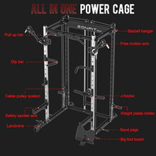 EonfitOmni Power Cage 1200 LBS Multi-Functional Home Gym Rack with Cable Crossover System
