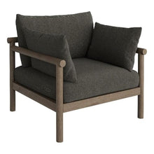 Modway Eleni Outdoor Teak Wood Armchair in Weathered Gray Flint – Patio Lounge Chair with Sunproof Foam Cushions