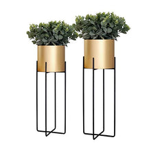 KAJIAO Gold Metal Flower Pot Rack Nordic Planter Stand Holder Garden Patio Balcony Decoration Display Shelf Iron Art Herb Bonsai Shelves(S+L)
