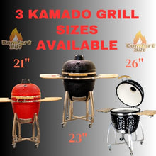 26" Large Kamado Grill COALS by Comfortbilt Ceramic Grill Charcoal Grill Smoker with Cart Side Shelves and 680 Cooking Square Inches in Red