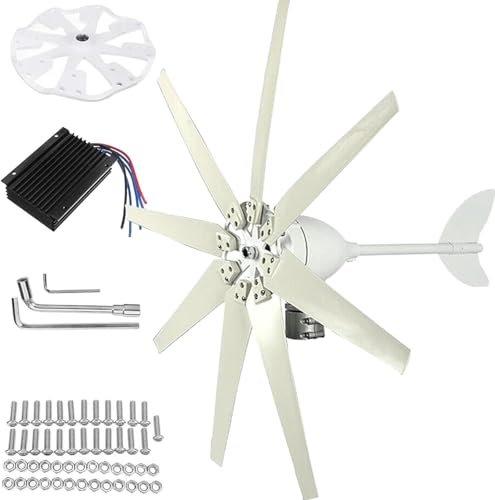 Wind Turbine Generator Kit, 15000W 12/24/48V/110V/220V, Power, with 8 Blade, with MPPT Controller, Windmill Suit for Hybrid Solar Systemfor, Marine, RV, Home(110V)