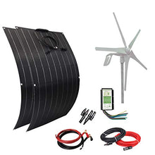 AUECOOR 600 Watts Solar & Wind Power Kit: 2pcs 100W Flexible Solar Panel & 400W Wind Turbine for Home, Boat, RV, Caravan, Other Irregular Surface