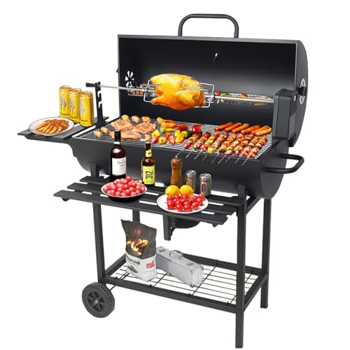 YUEWO Charcoal Grill Offset Smoker kit Barrel BBQ Grill & Smoker with Spacious Cooking Area for Outdoor, Backyard, Patio, Camping, Parties​