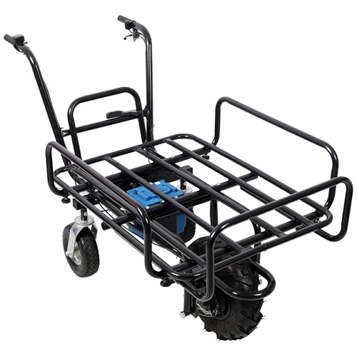 KEIKI Electric Transportation Cart, 24V DC 350W Motor Powered Utility Garden Wagon Dump Cart, 265 lbs Load Capacity with Metal Handle & 16" Track Wheels, Yard Cart & Wagons for Lawn