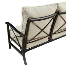 Oakland Living Black Aluminum Patio Deep Seating Outdoor Two Seater Loveseat with Light Grey Cushions