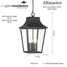Minka Lavery 73347-66 Altimeter Outdoor Pendant, 4 B10.5 E12 Socket(s), Sand Coal (Bulbs Not Included)