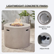 FammyLoft Propane Fire Pit Table, 31 Inch Firepits for Outside, Round Gas Fire Pit for Outside Patio, MGO Propane Fire Table, 40000BTU, Light Grey