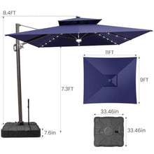 OROTLECT 11 X 9 Ft Lighted Cantilever Umbrella With Weighted Base – Effortlessly Movable by One Person