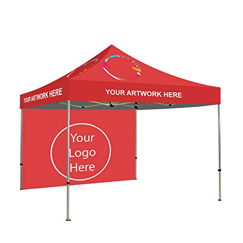 BannerBuzz Custom Ez Pop Up Canopy Tent Instant Shelter Portable Tent with Wheeled Carry Bag & Free Design for Trade Show Conference Events (10' X 10')