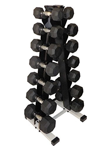 Ader Octagon Rubber Dumbbells Set 5-50LB (400LB) with Rack & Mat Black