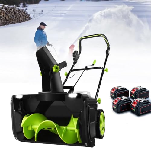 HASORVLUK Cordless Snow Blower, 180° Adjustable Chute 4Bat